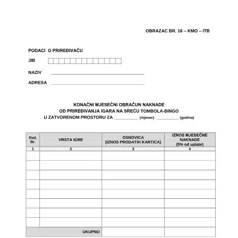 Document preview: Razumijevanje Konačnog mjesečnog obračuna KMO-ITB — Administrativne procedure (CERFA n°KMO-ITB)