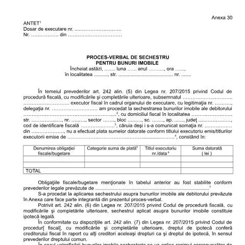 Document preview: Importanța sechestrului în contextul obligațiilor fiscale — Formalități administrative (CERFA n°A30_OPANAF_63_2017)