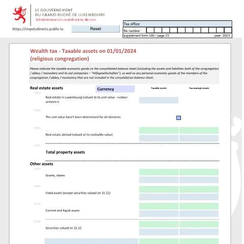 Aperçu du document Comprendre la déclaration de fortune des congrégations religieuses — Impôts & fiscalité (CERFA n°crf-e)
