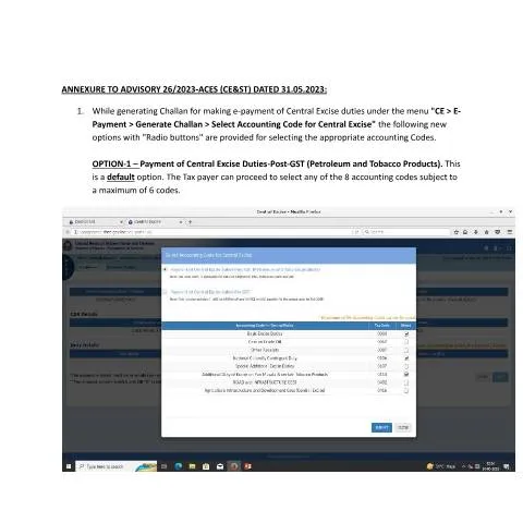 Document preview: Understanding ANNEXURE ADVISORY 26 2023 for GST Compliance — Taxes (CERFA n°ANNEXURE-ADVISORY-26-2023-31-05-23)
