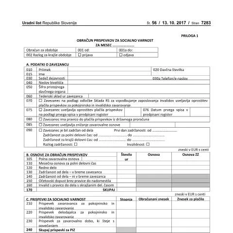 Document preview: Razumevanje obračuna prispevkov za socialno varnost v Sloveniji — Davki & obdavčitev (CERFA n°PODO-OPSVZ)