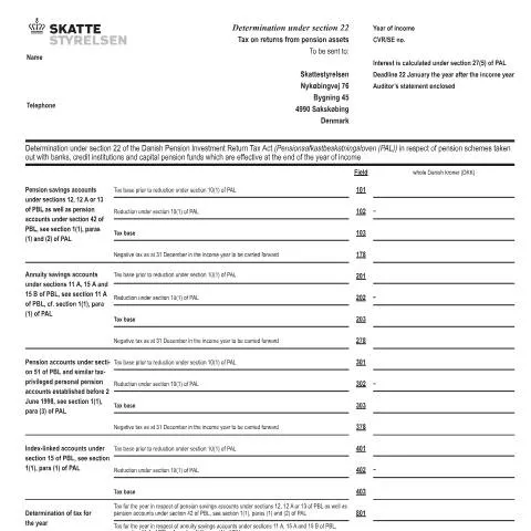 Document preview: Sådan beregnes pensionbeskatning efter section 22 i PAL — Skatter & skat (CERFA n°07.082)