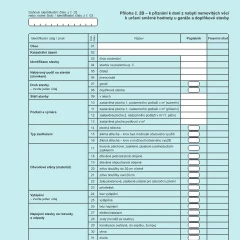 Document preview: Jak správně vyplnit Přílohu č. 2B k dani z nabytí nemovitých věcí — Daně a fiskální záležitosti (CERFA n°25 5548/B)