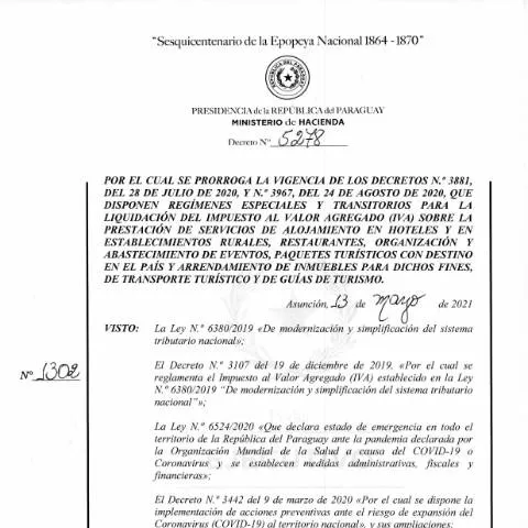 Vista previa del documento Contexto y alcance del Decreto N° 5278-2021 en Paraguay — Impuestos