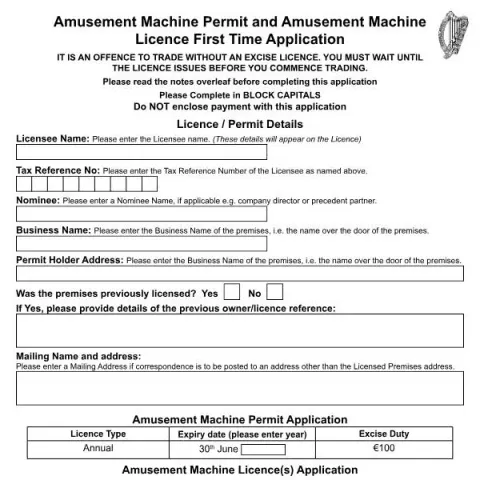 Document preview: Guide to Applying for Your First Amusement Machine Permit in Ireland — Government & admin (AmuseAp1)