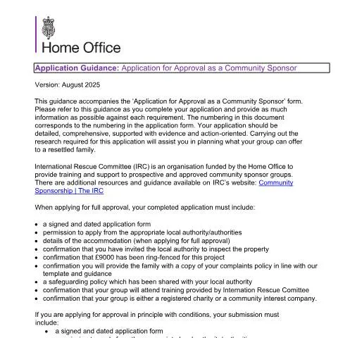Document preview: How to Apply for Community Sponsorship of Refugee Families — Immigration & visas
