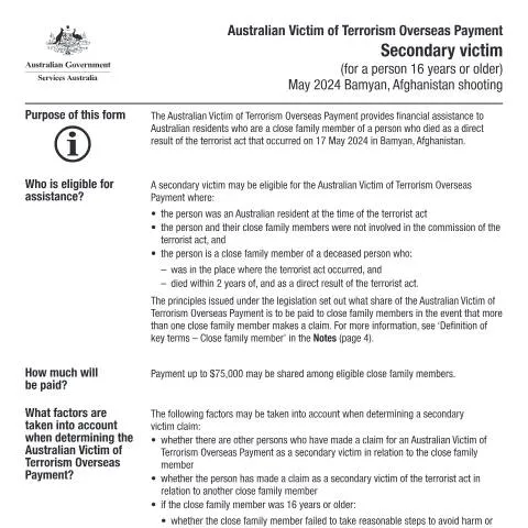 Document preview: Understanding AV087 for Secondary Victims of Terrorism — Health (CERFA n°AV087)