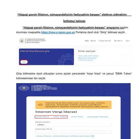 Document preview: Filialın fəaliyyətinin onlayn bərpası prosesi — Vergilər & maliyyə