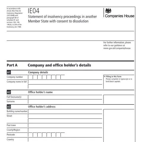 Document preview: Understanding the IE04 Form in UK Insolvency Cases — Business