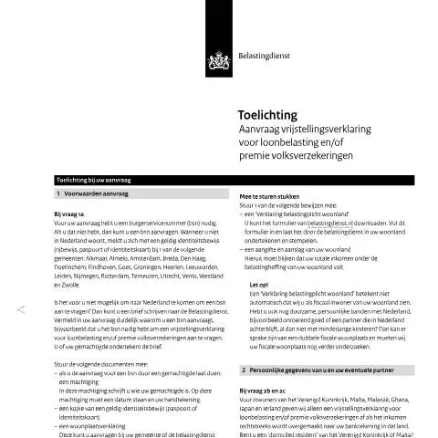 Documentvoorvertoning: Toelichting op de Aanvraag voor Vrijstellingsverklaring Loonbelasting — Belastingen (CERFA n°lh0191t3pl)
