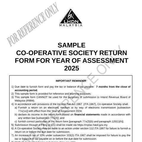 Document preview: Pentingnya Borang Kembali Pertubuhan Koperasi 2025 dalam Percukaian — Proses pentadbiran