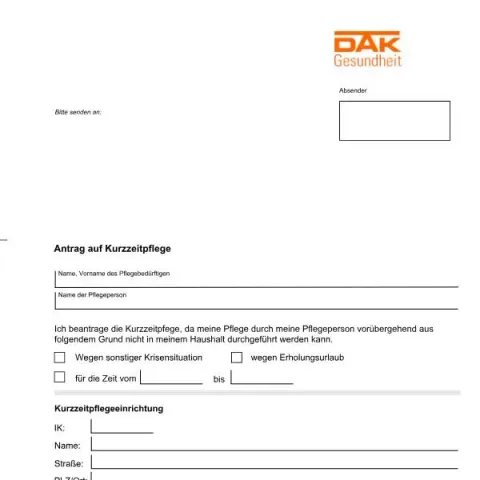 Dokumentvorschau: Kurzzeitpflege beantragen bei der DAK-Gesundheit — Gesundheit (955-098)