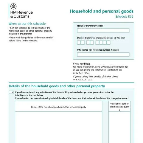 Document preview: Navigating the D35 Form for Household Goods Reporting — Taxes