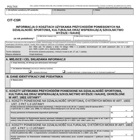 Document preview: Kluczowe znaczenie formularza CIT-CSR dla przedsiębiorców — Podatki i fiskalność (CERFA n°CIT-CSR)