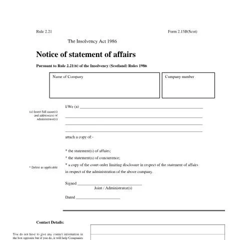 Document preview: Key Insights on the Notice of Statement of Affairs in Scotland — Legal & justice