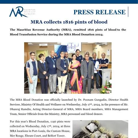 Document preview: MRA's Commitment: 1816 Pints of Blood Collected for Community Welfare — Government & admin (PressReleaseBD2024)