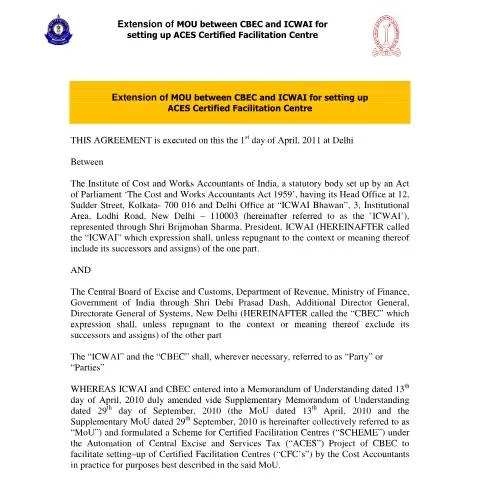 Document preview: Understanding the Extension Agreement ICWAI 31 3 11 in GST — Taxes (CERFA n°EXTENSION_AGREEMENT_ICWAI_31_3_11_)