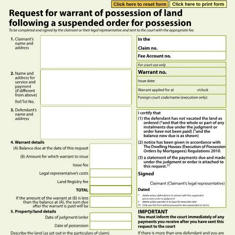 Document preview: Understanding Form N325A: Warrant Applications for Land Possession — Legal & justice