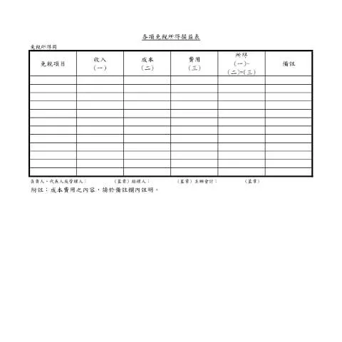 Document preview: 探索營利事業提示帳簿及免稅所得損益的填寫技巧 — Taxes (CERFA n°其他表單-各項免稅所得損益(pdf))