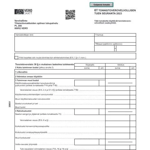 Document preview: Tonnistoverovelvollisten taloudellisen seurannan lomake 3069 — Hallinnolliset asiat (CERFA n°Vero 3069)