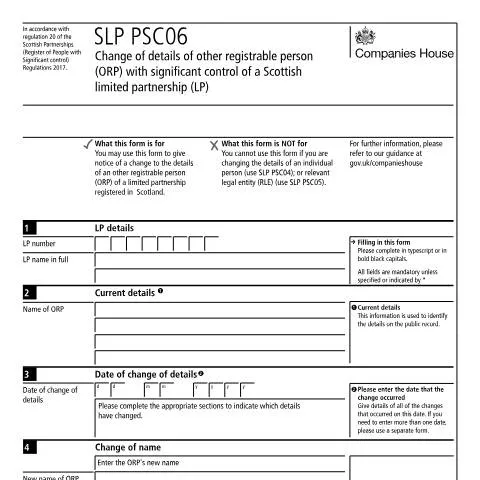 Document preview: Understanding the SLP PSC06 Document for Scottish Partnerships — Government & admin