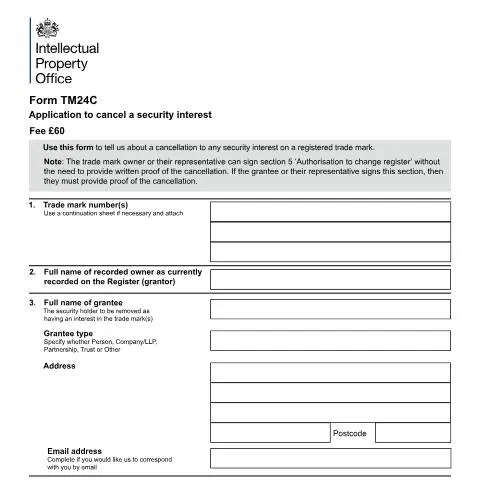Document preview: How to Cancel Security Interests on Registered Trade Marks — Government & admin