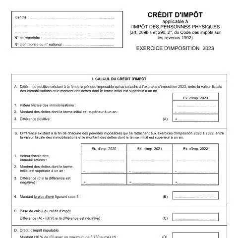 Aperçu du document Comprendre le crédit d'impôt 155-276j en Belgique — Impôts & fiscalité (CERFA n°155-276j)