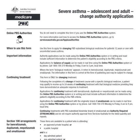 Document preview: Understanding the PB285 Change Authority for Severe Asthma — Health (CERFA n°PB285)