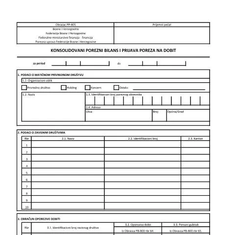 Document preview: Sveobuhvatan vodič za KONSOLIDOVANI POREZNI BILANS PP-805 — Porezi i fiskalnost (CERFA n°PP-805)