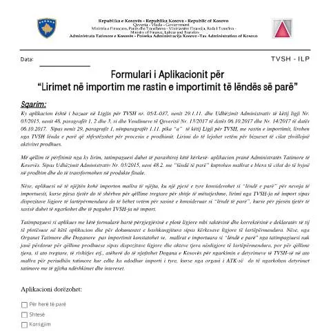 Document preview: Rëndësia e Aplikacionit për Lirim nga TVSH në Kosovë — Tatime & fiskalitet