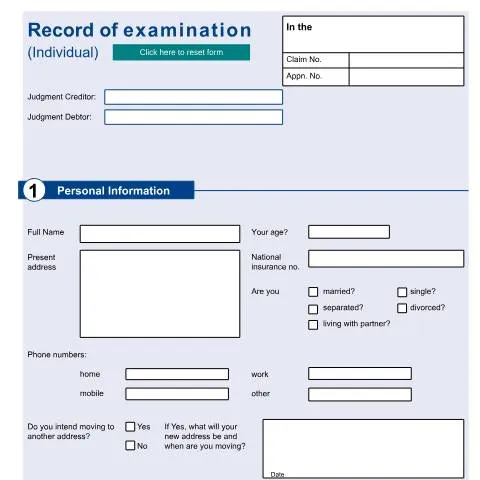 Document preview: Form EX140: Recording Debtor Oral Examinations in UK Courts — Legal & justice