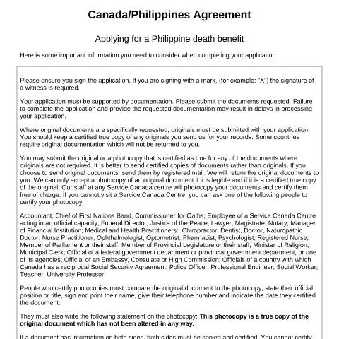 Document preview: Navigating the Philippine Death Benefit Application Process — Health (CERFA n°CAN-PHI_1(S))