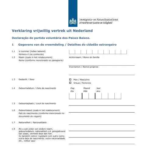 Documentvoorvertoning: Alles wat u moet weten over de Verklaring vrijwillig vertrek uit — Immigratie & visa (CERFA n°9000 (nl-portugees))
