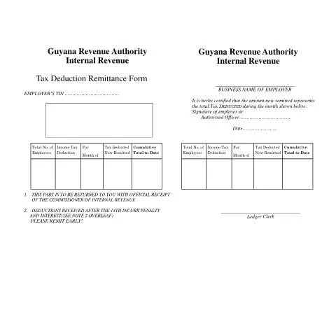 Document preview: Guide to IRD5D Deduction Remittance in Guyana — Library
