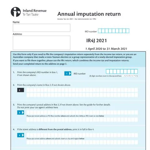Document preview: Navigating the Annual Imputation Return (IR4J) in New Zealand — Taxes (CERFA n°IR4J)