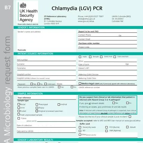 Document preview: Understanding the B7 Chlamydia (LGV) Request Form — Health