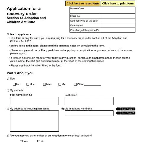 Document preview: Understanding the Recovery Order Application under Section 41 — Legal & justice