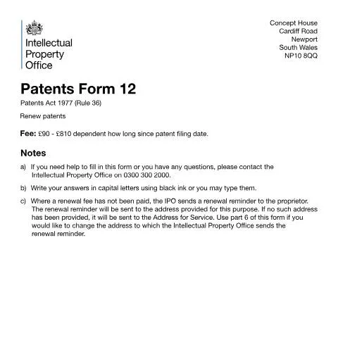 Document preview: Patent Renewal Timeline: Protecting Your UK Intellectual Property — Government & admin