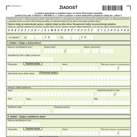 Document preview: Úvod do formulára ZIA51G2v21 pre daňovníkov — Administratívne úkony (CERFA n°ZIA51G2v21)