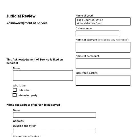Document preview: How to Complete Form N462 Acknowledgment of Service in Judicial Review — Legal & justice
