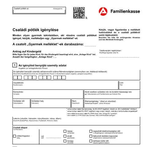 Dokumentvorschau: Wichtige Informationen zum Kindergeldantrag — Familie (CERFA n°kb1-hu-antrag-kindegeld_ba033735)