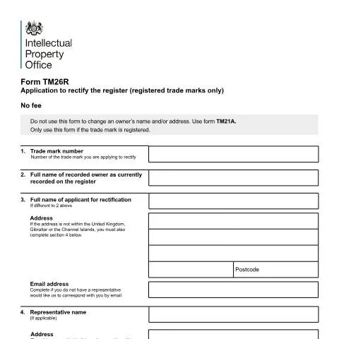Document preview: Understanding the TM26R Form for Trademark Rectification — Government & admin