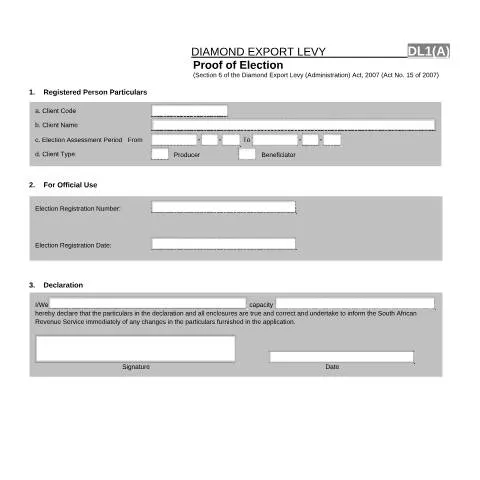 Document preview: Navigating the DL 1A Form for Diamond Export Compliance — Government & admin (CERFA n°DL 1A)