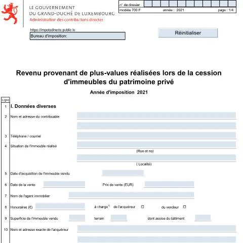 Aperçu du document Comprendre le Modèle 700 F pour la cession d'immeubles — Impôts & fiscalité (CERFA n°700 F)
