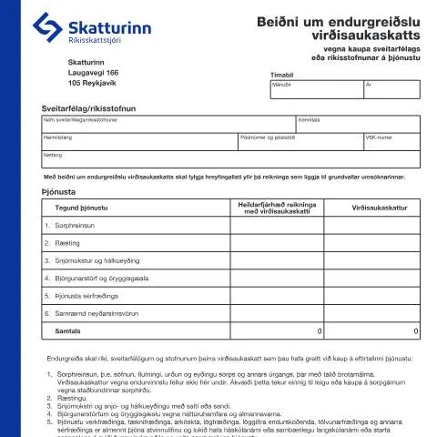 Document preview: Skref til að sækja um endurgreiðslu virðisaukaskatts — Skattar & fjármál (CERFA n°RSK 10.23)