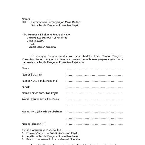 Document preview: Pentingnya Perpanjangan KTP untuk Konsultan Pajak — Status sipil & identitas (CERFA n°ID-DJP-form-perpanjangan-KTP)