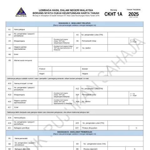 Document preview: Pentingnya Borang CKHT 1A 2025 dalam Cukai Harta Tanah — Cukai & percukaian (CERFA n°CKHT 1A)