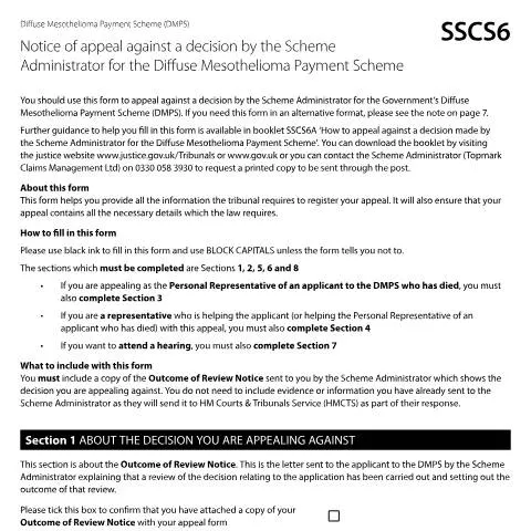 Document preview: How to File a Notice of Appeal for the Diffuse Mesothelioma Payment — Legal & justice