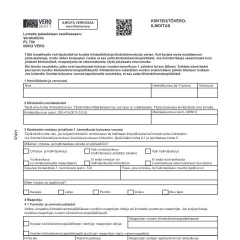 Document preview: Miksi kiinteistöveroilmoitus on tärkeä omistajille? — Verot & verotus