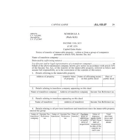 Document preview: Understanding CGT Schedule A for Property Tax in Malta — Taxes (CERFA n°cgt-schedule-a)